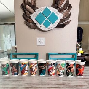Vintage NBA‎ Coca Cola McDonalds Cups Plastic Large Sports Players Cups Lot of 9
